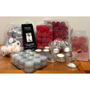 Large Lot Of Red & White Tea Candles And Votive Holders All New & Unused